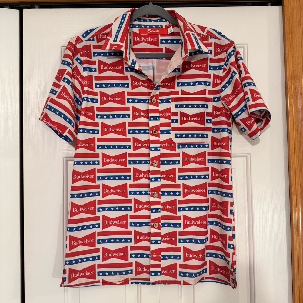 Shinesty Budweiser Beer Casual Button Down Shirt